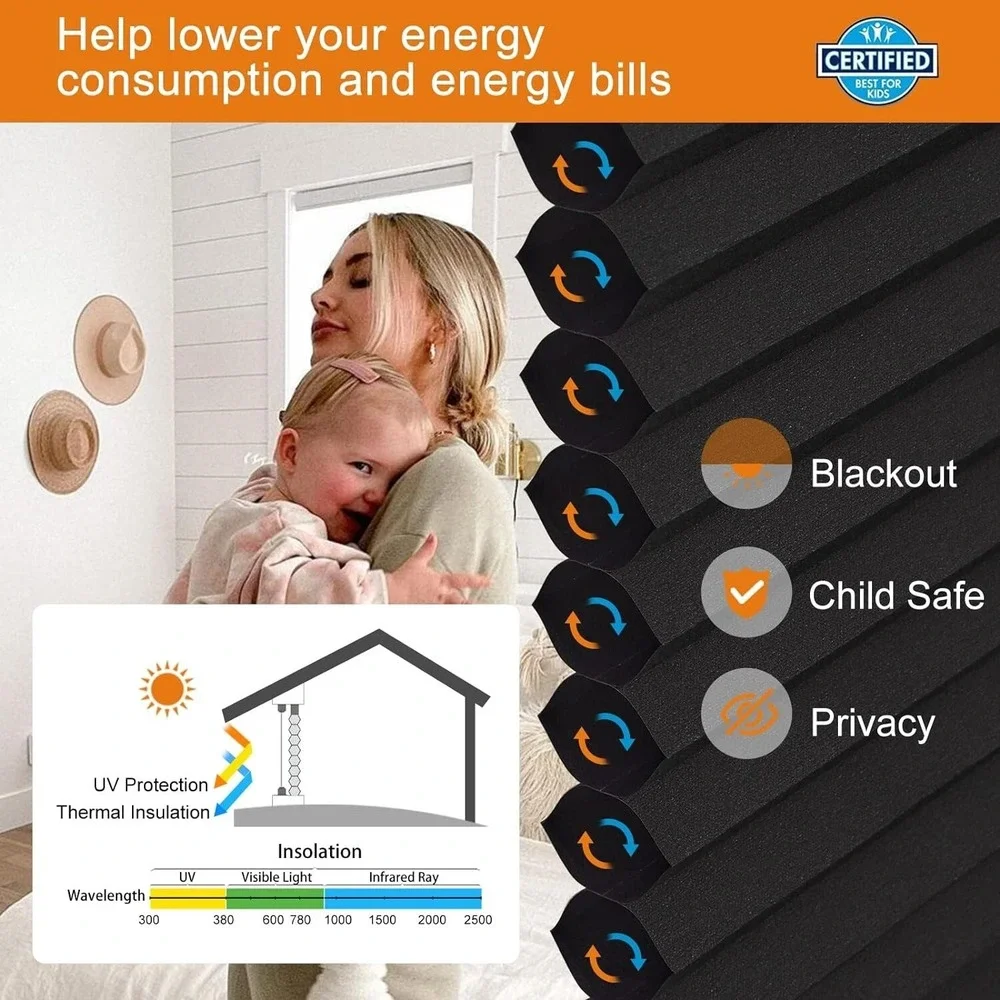 Persilux Blackout Cellular‎ Shades Cordless Home Window Blinds 27